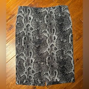 JOE FRESH WOMEN'S BLACK GRAY SNAKESKIN PRINT PENCIL SKIRT SIZE 10